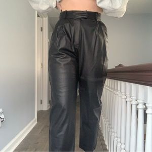 Tapered faux leather pants